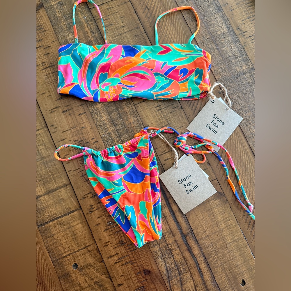 REVOLVE Multicolor Floral-Print Bandeau Bikini Set